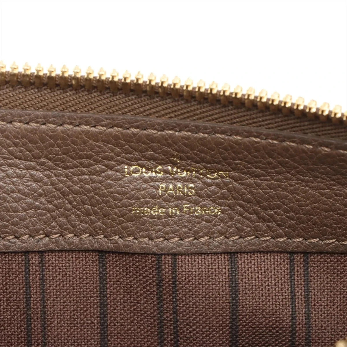 Pre-Loved Petillante Clutch Monogram Leather with Gold Hardware, Taupe