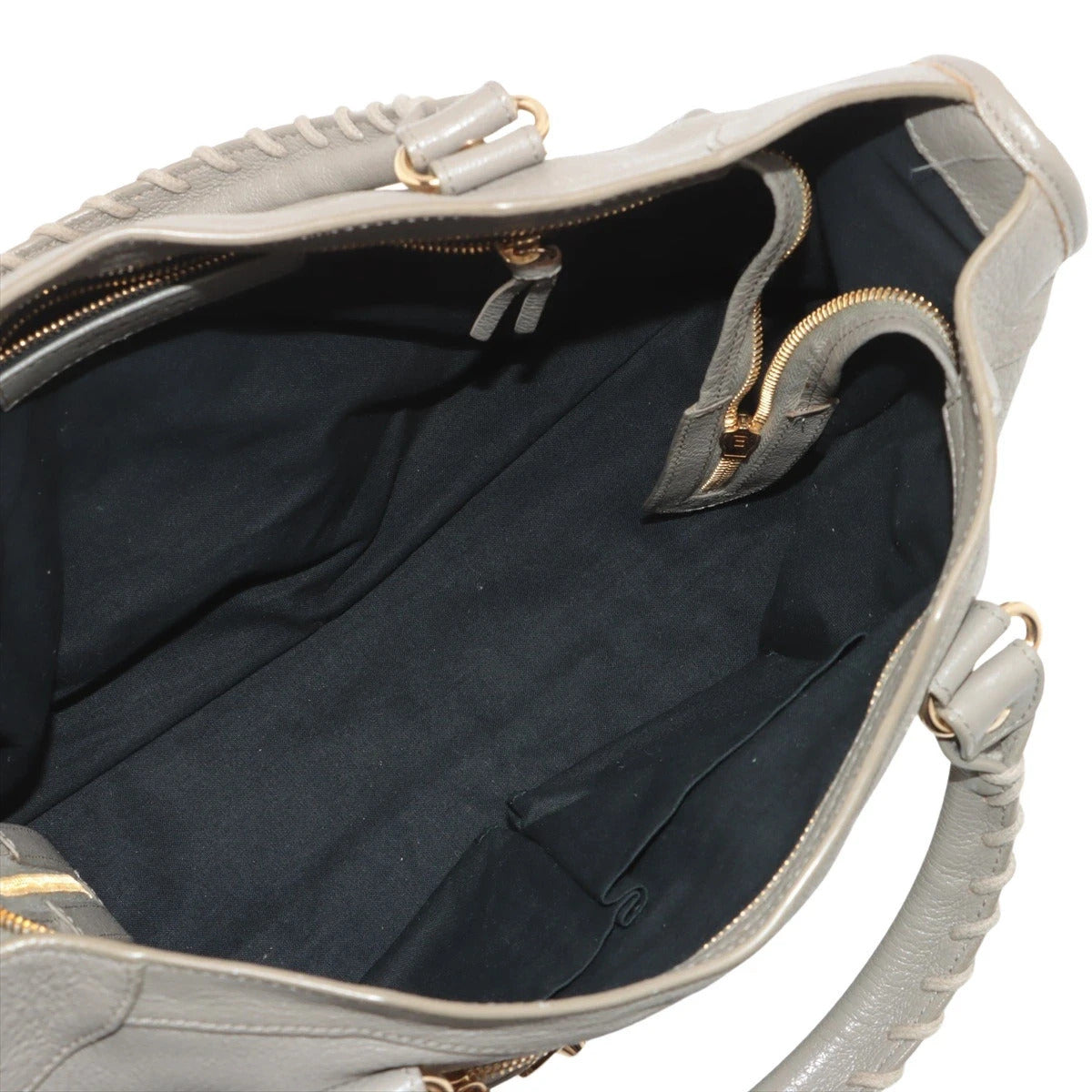 Pre-Loved Classic Metallic Edge City Handbag Leather with Gold Hardware, Gray