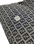 Pre-Loved Mamma Baguette Shoulder Bag Zucchino Canvas Coated with Silver Hardware, Navy and Grey