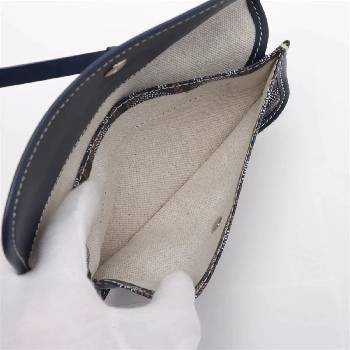 Pre-Loved Saint Louis Tote Goyardine Coated Canvas PM with Silver Hardware, Navy