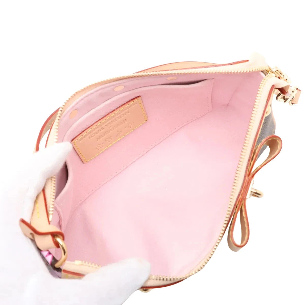 Pre-Loved Pochette Accessoires Cherry Blossom Pochette Monogram Coated Canvas with Gold Hardware, Brown