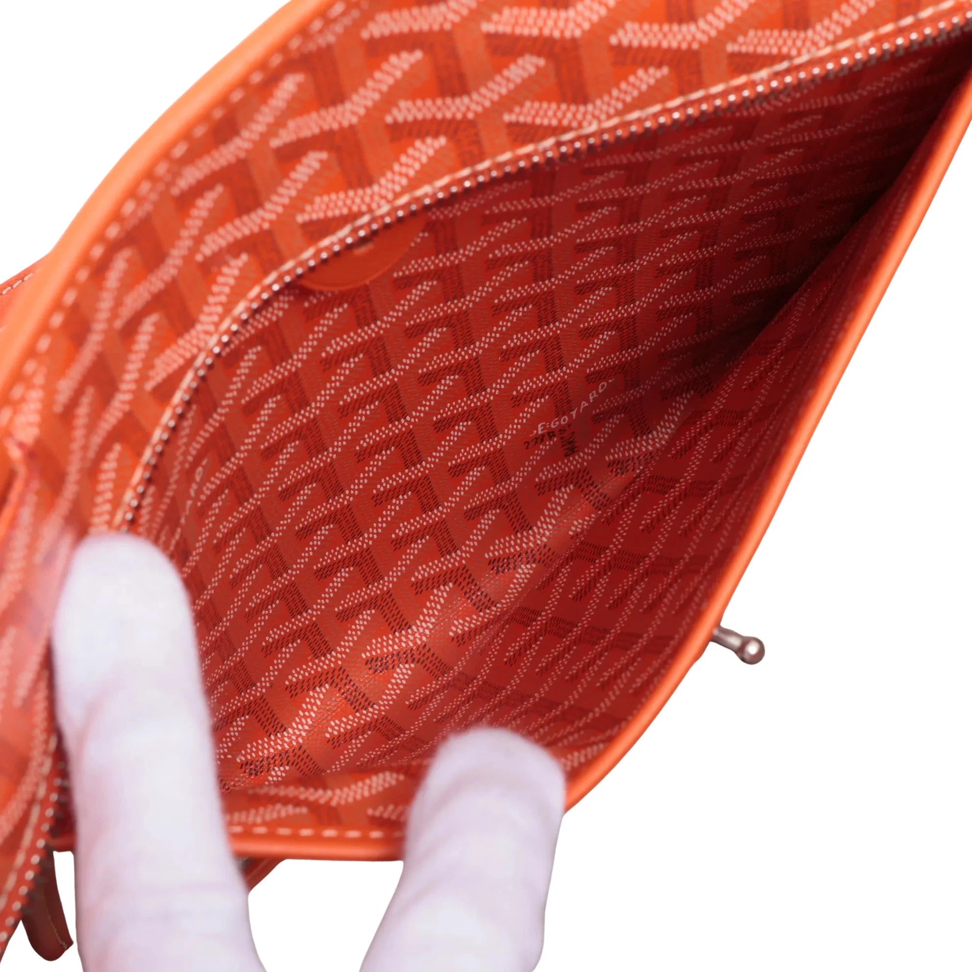 Pre-Loved Artois Tote Goyardine Chevron Coated Canvas PM with Silver Hardware, Orange