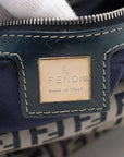 Pre-Loved Mamma Baguette Shoulder Bag Zucchino Coated Canvas with Silver Hardware, Grey / Navy