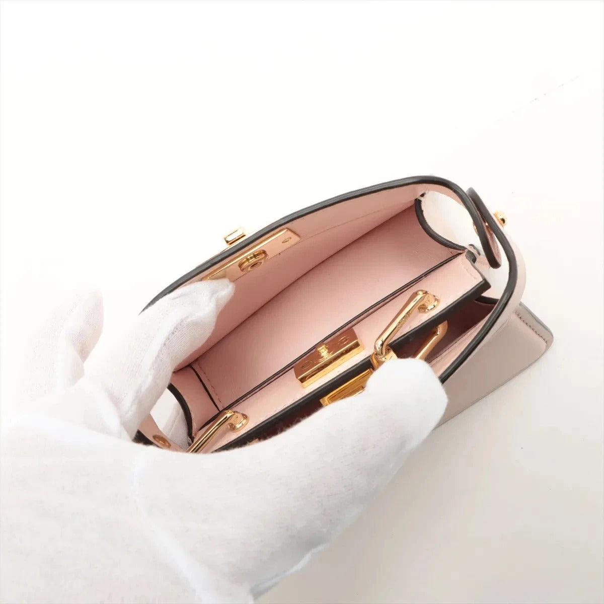 Pre-Loved Peekaboo Handbag Leather Micro with Gold Hardware, Pink