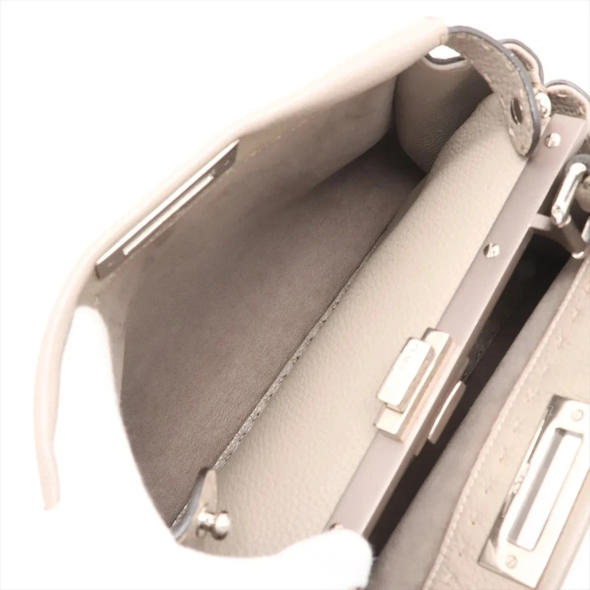 Pre-Loved Peekaboo Selleria Handbag Leather with Silver Hardware, Taupe