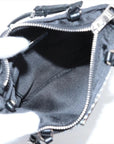 Pre-Loved Satin Crystal Tote Shoulder Bag Embellished Satin Small with Silver Hardware, Black