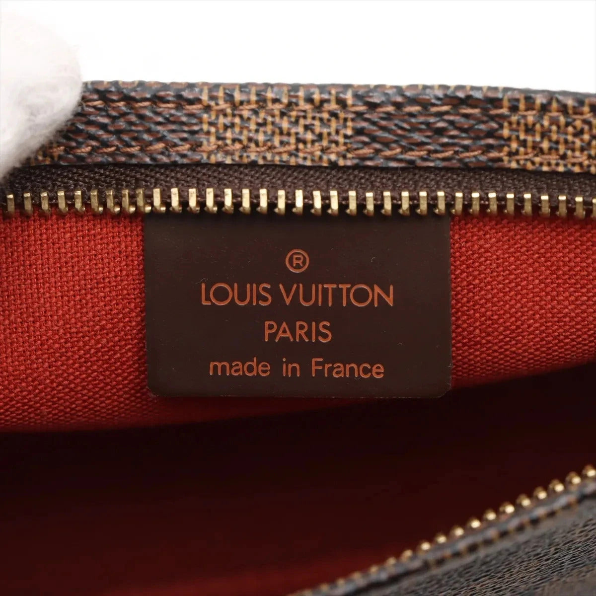 Pre-Loved Pochette Accessoires Pochette Damier Coated Canvas with Gold Hardware, Ebene Brown