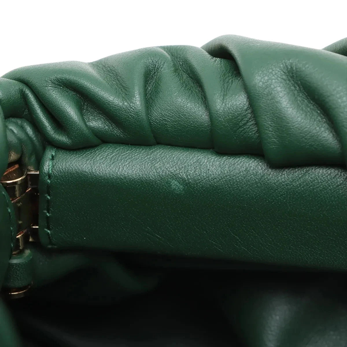 Pre-Loved The Chain Pouch Shoulder Bag Leather with Gold Hardware, Green