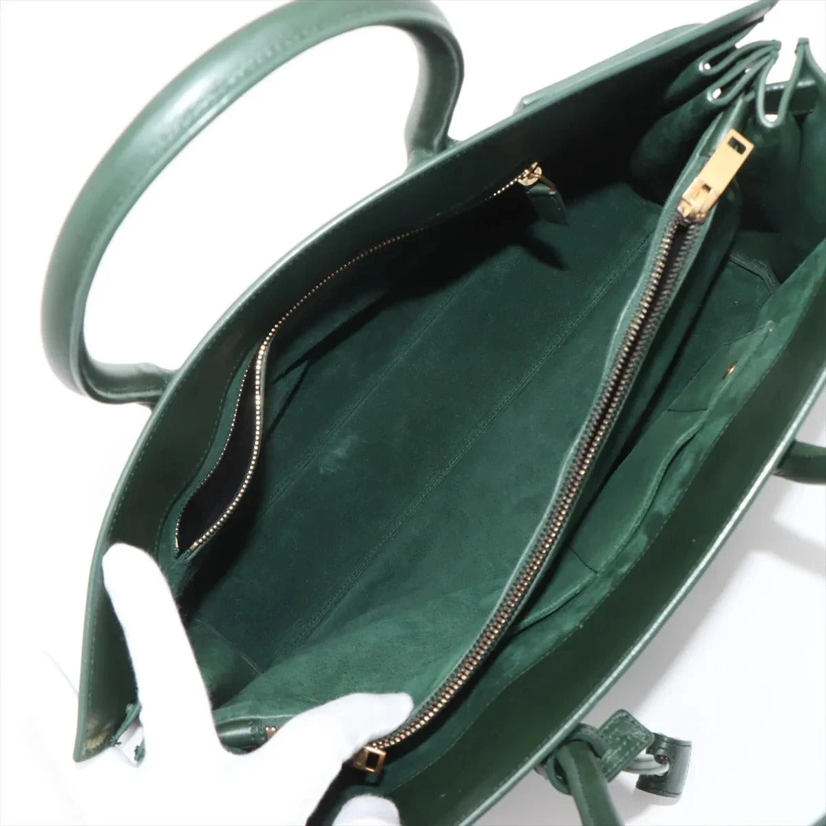 Pre-Loved Sac de Jour Tote Leather Small with Gold Hardware, Dark Green