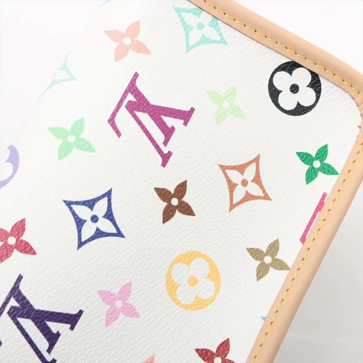 Pre-Loved Sologne (Murakami 20th Anniversary) Crossbody Bag Monogram Multicolore Coated Canvas Mini with Gold Hardware, White Multicolor