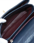 Pre-Loved Trendy CC Handbag Quilted Leather Small with Gold Hardware, Navy