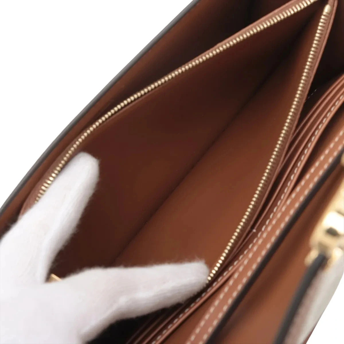 Pre-Loved Triomphe Wallet on Chain Crossbody Bag Triomphe Canvas with Gold Hardware, Beige and Tan