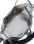 Pre-Loved Mon Tresor Bucket Bag FF Logo Embossed Leather Mini with Gold Hardware, Black