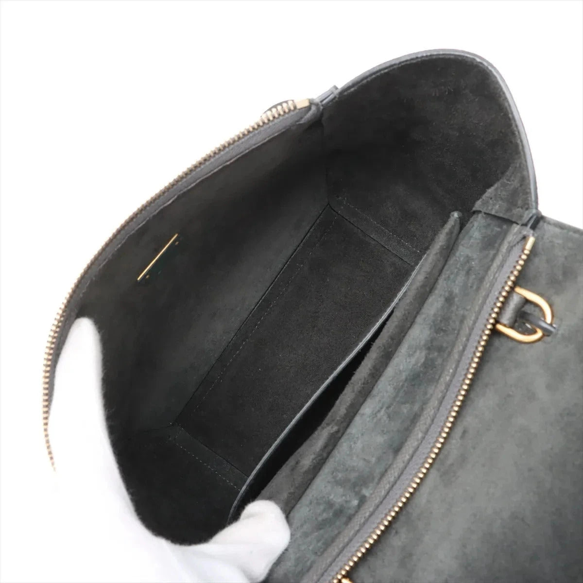 Pre-Loved Belt Bag Handbag Leather Micro with Gold Hardware, Gray