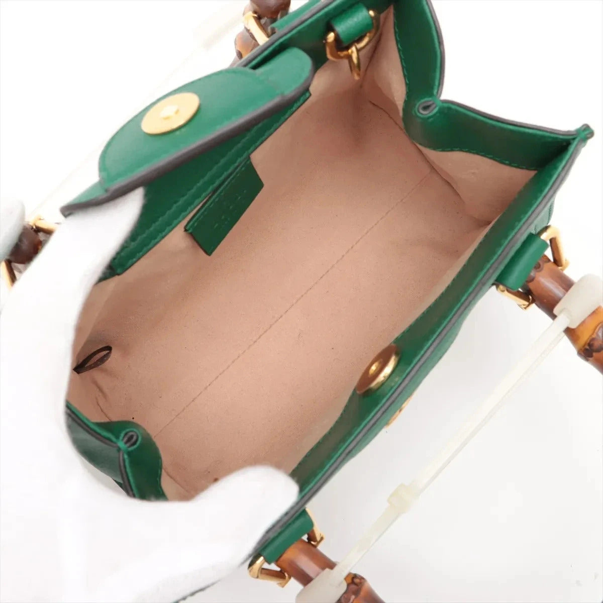 Pre-Loved Diana Bamboo Tote Leather Mini with Gold Hardware, Green