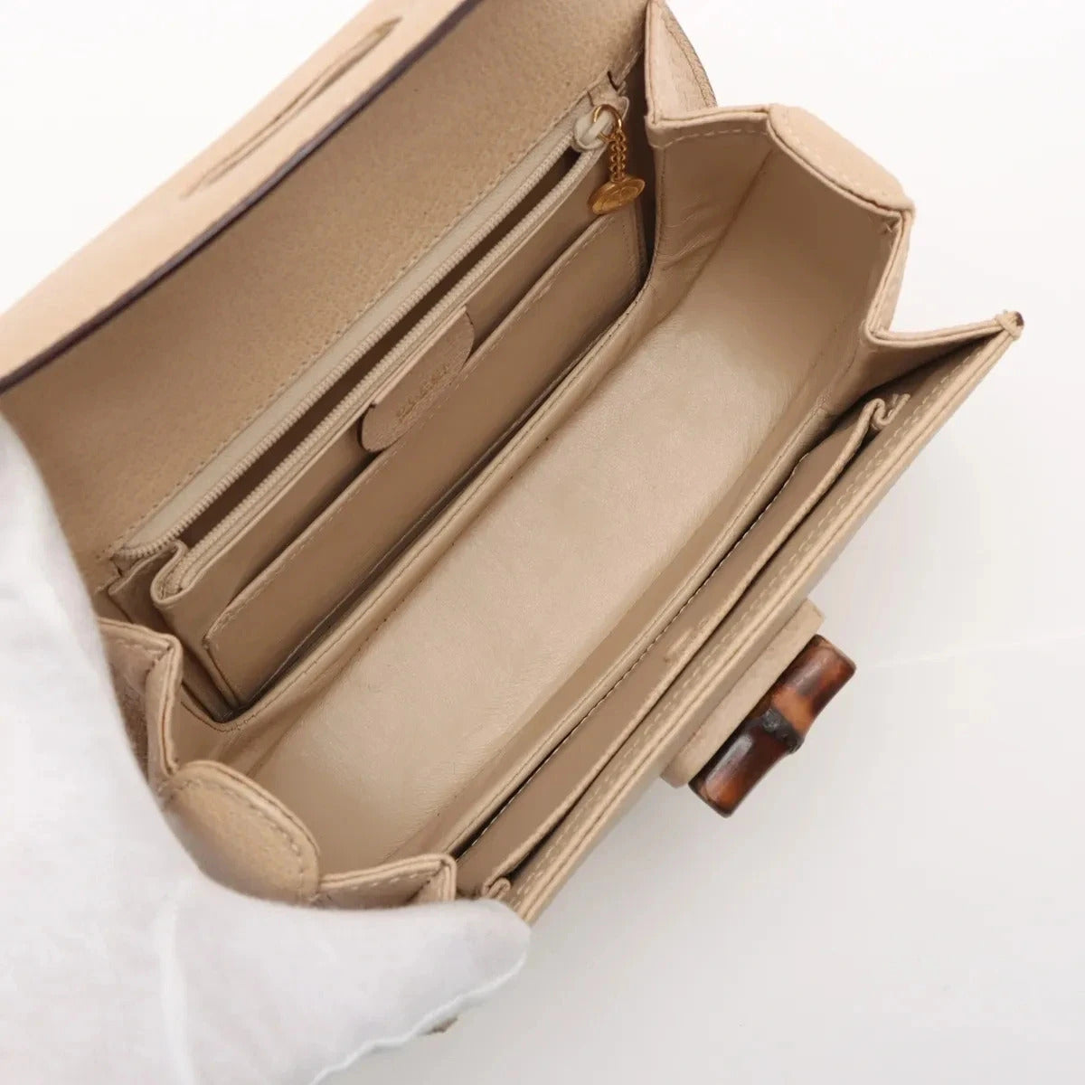 Pre-Loved Bamboo Handbag Leather with Gold Hardware, Beige