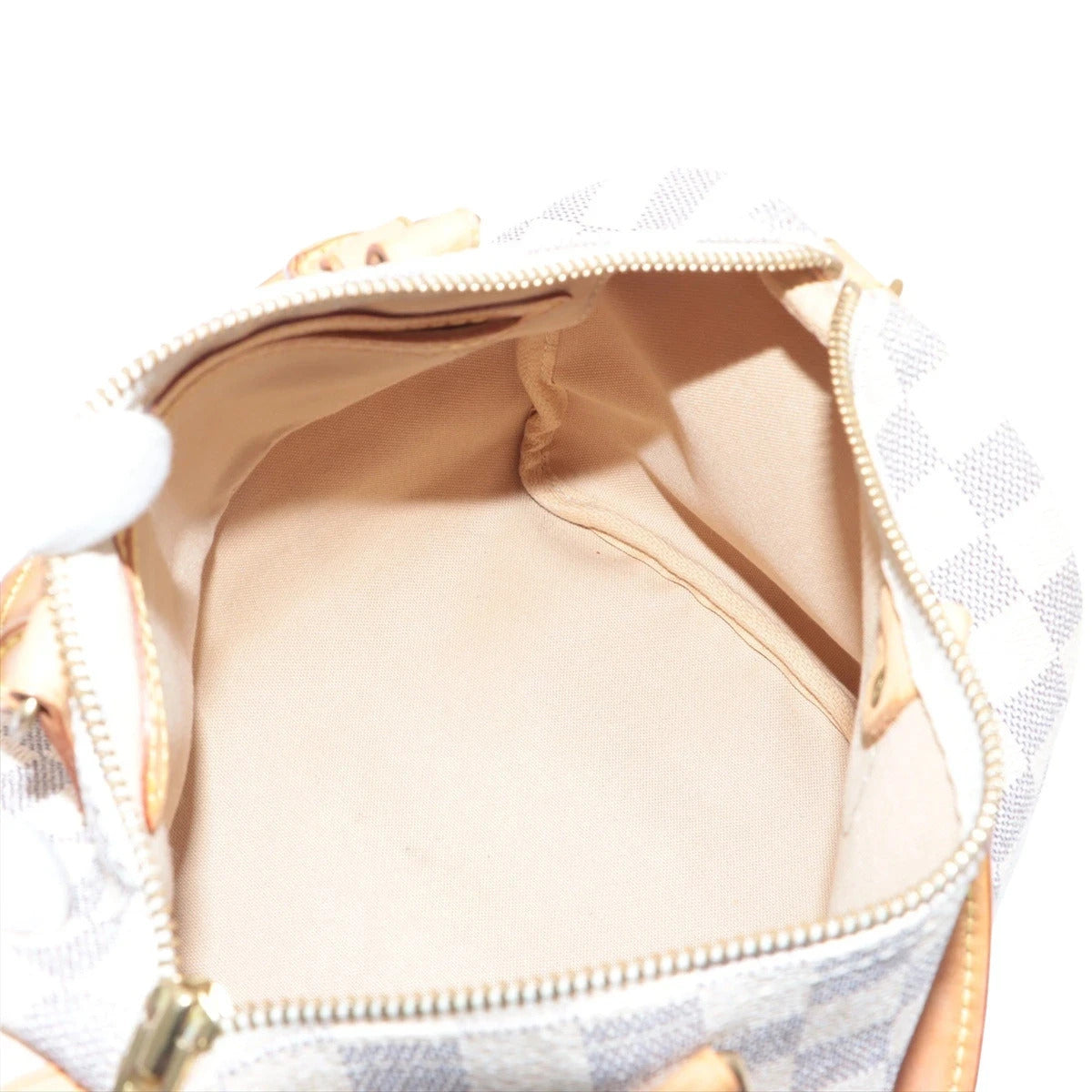 Pre-Loved Speedy Handbag Damier Coated Canvas 25 with Gold Hardware, Cream