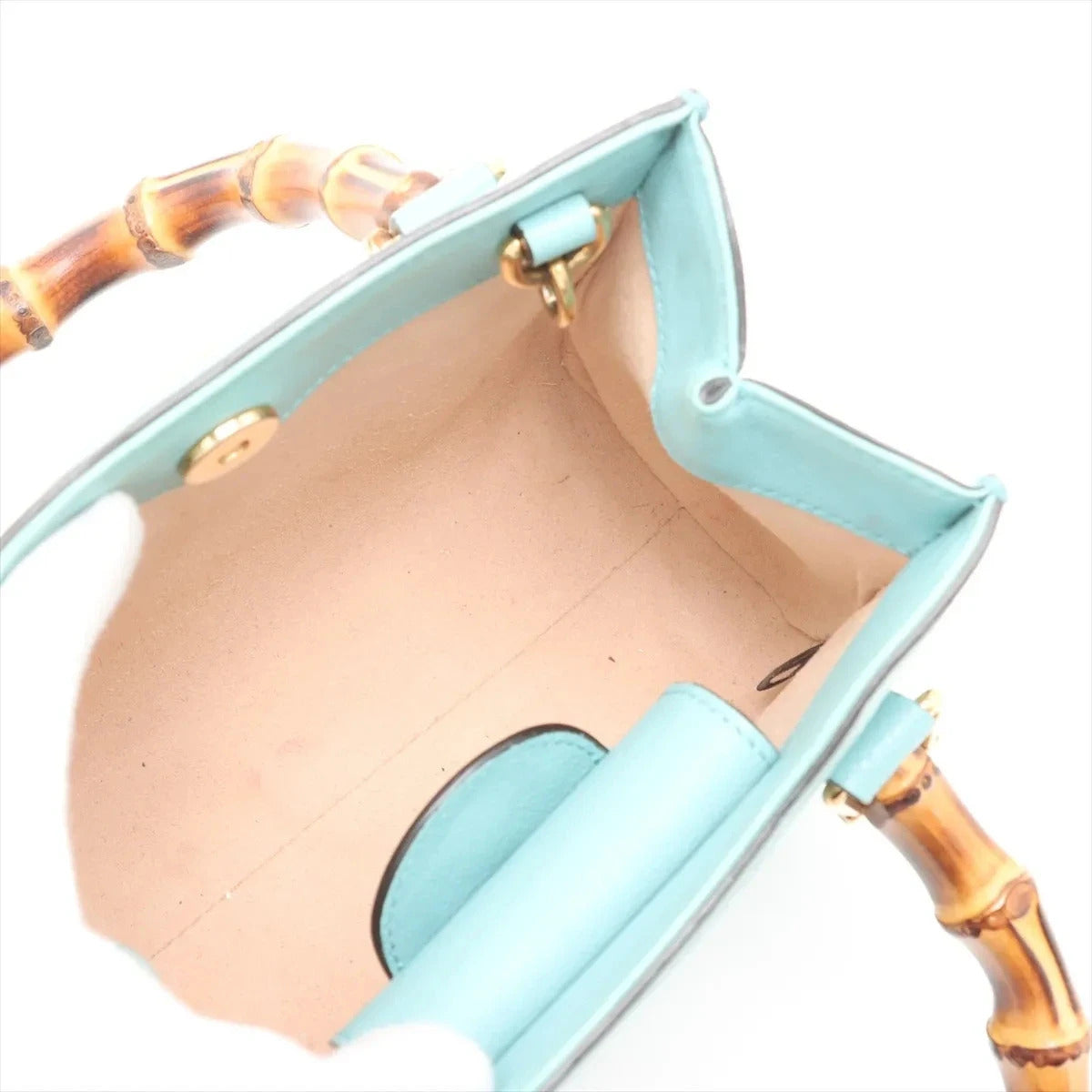 Pre-Loved Diana Bamboo Tote Leather Mini with Gold Hardware, Light Blue