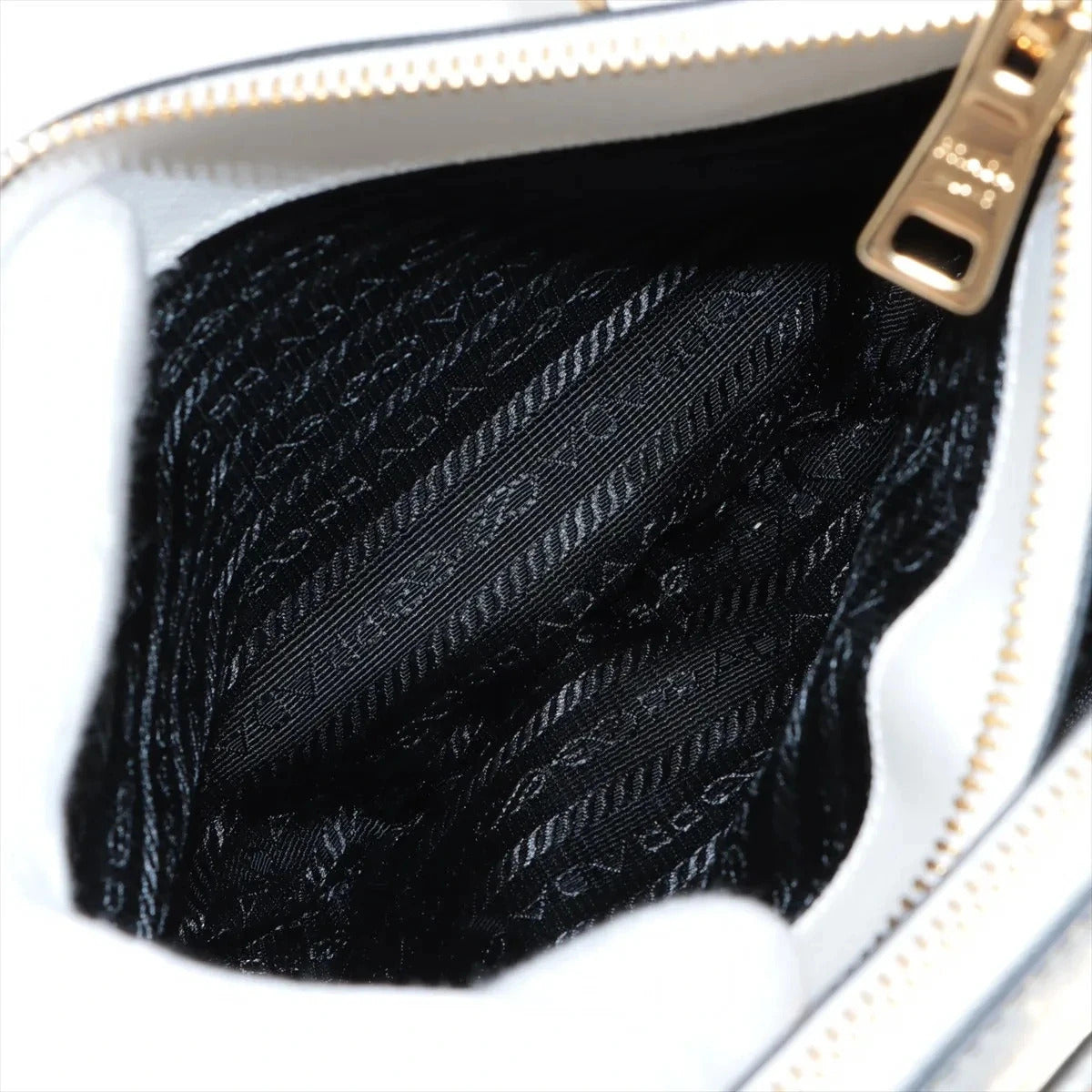 Pre-Loved Galleria Handbag Leather Small with Gold Hardware, Gradient Grey/White