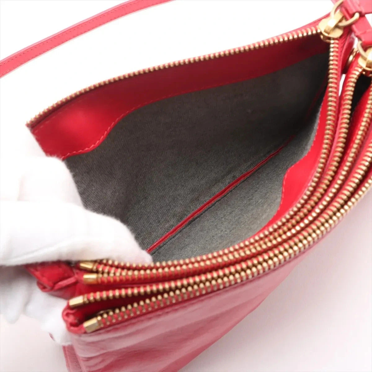 Pre-Loved Trio Crossbody Bag Leather Small with Gold Hardware, Pink
