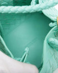 Pre-Loved Andiamo Handbag Intrecciato Leather Mini with Gold Hardware, Mint Green