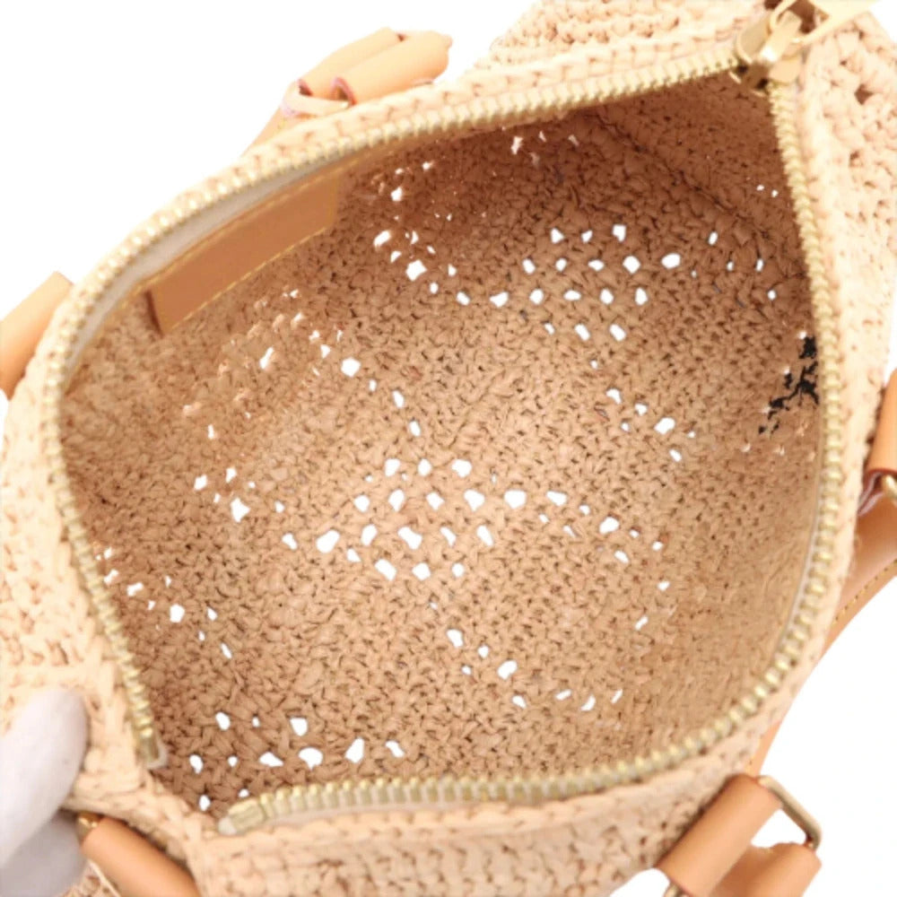 Pre-Loved Keepall XS Handbag Raffia XS with Gold Hardware, Natural Beige
