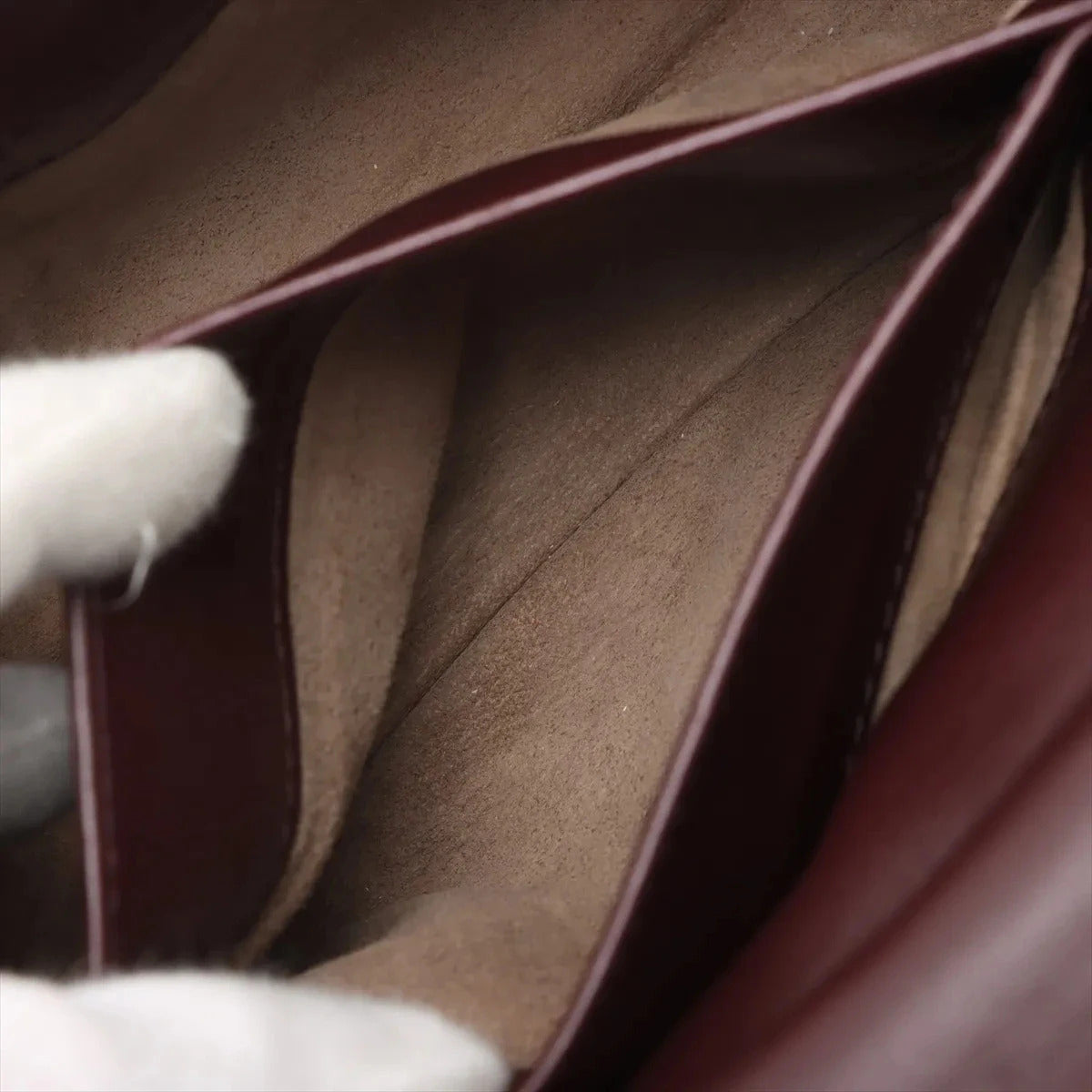 Pre-Loved Olimpia Crossbody Bag Intrecciato Leather Baby with Aged Gold Hardware, Burgundy