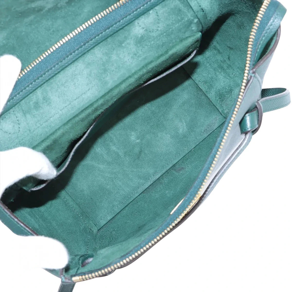 Pre-Loved Belt Bag Handbag Leather Micro with Gold Hardware, Green