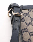 Pre-Loved GG Canvas Bucket Bag Crossbody Bag GG Monogram Coated Canvas Mini with Gold Hardware, Navy / Beige