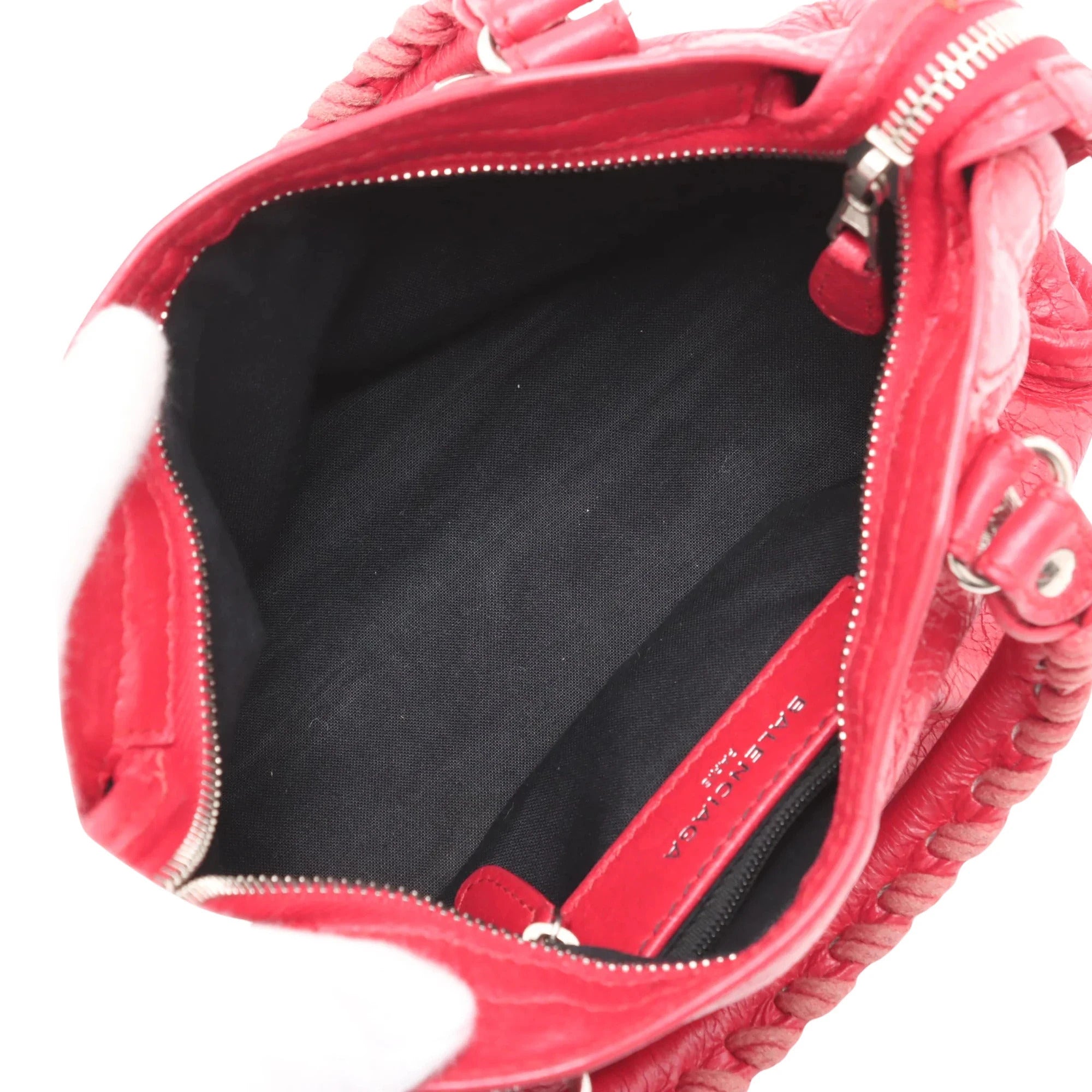 Pre-Loved Classic City Handbag Leather Mini with Silver Hardware, Red