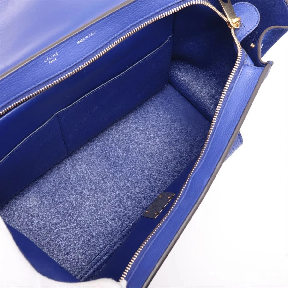 Pre-Loved Trapeze Handbag Leather Medium with Gold Hardware, Blue