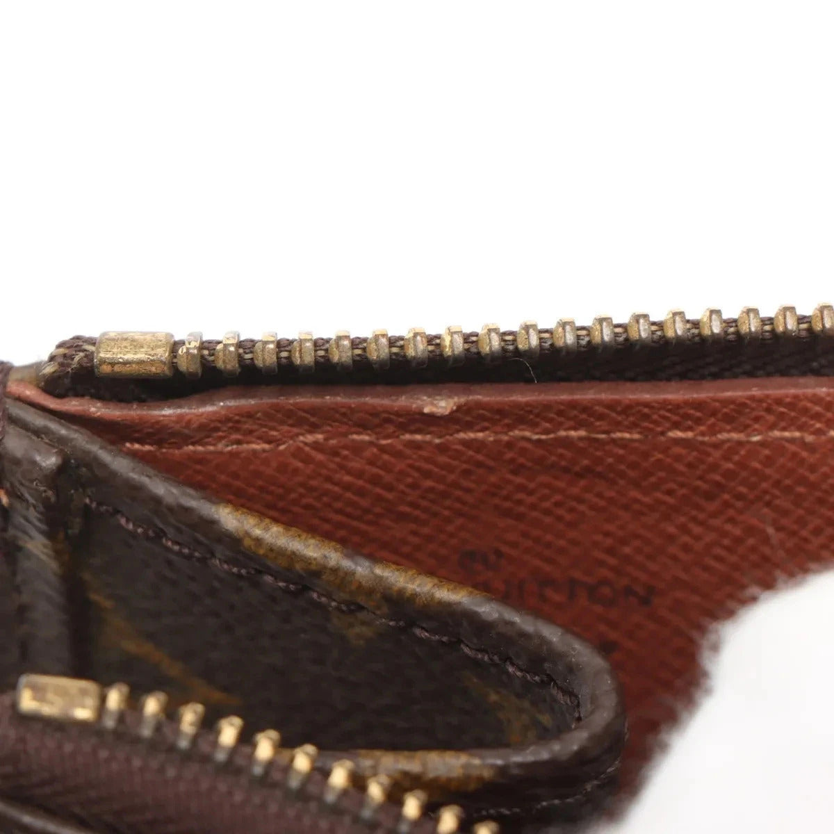 Pre-Loved Poche Documents Clutch Monogram Coated Canvas with Gold Hardware, Brown