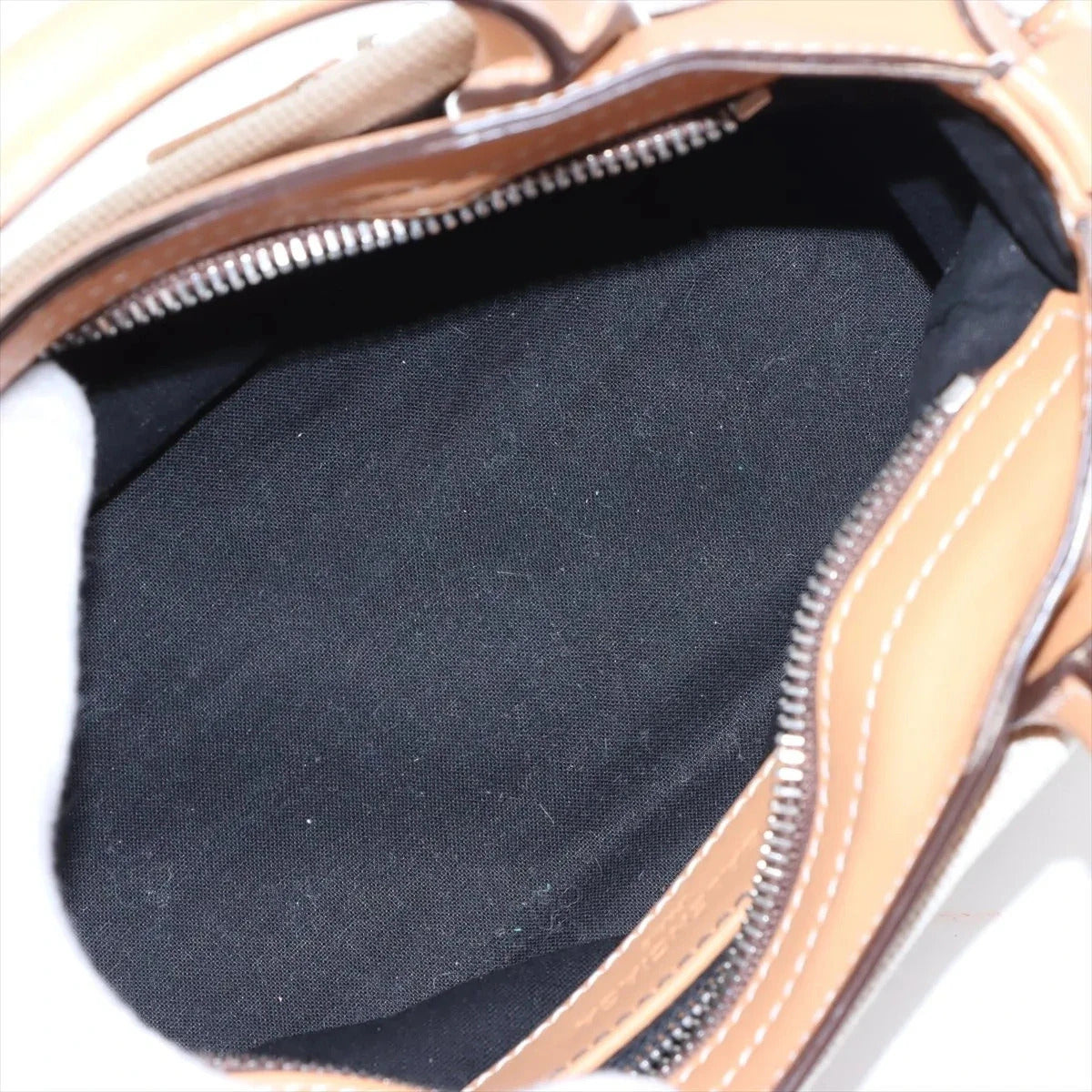 Pre-Loved Navy Cabas Handbag Canvas Plain Mini with Silver Hardware, Natural / Beige