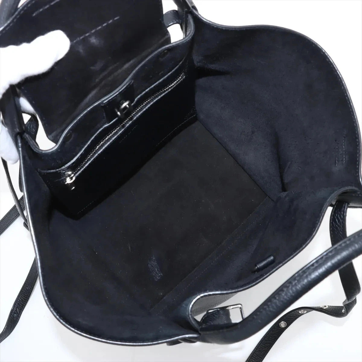 Pre-Loved Big Bag Tote Leather Small with Silver Hardware, Black