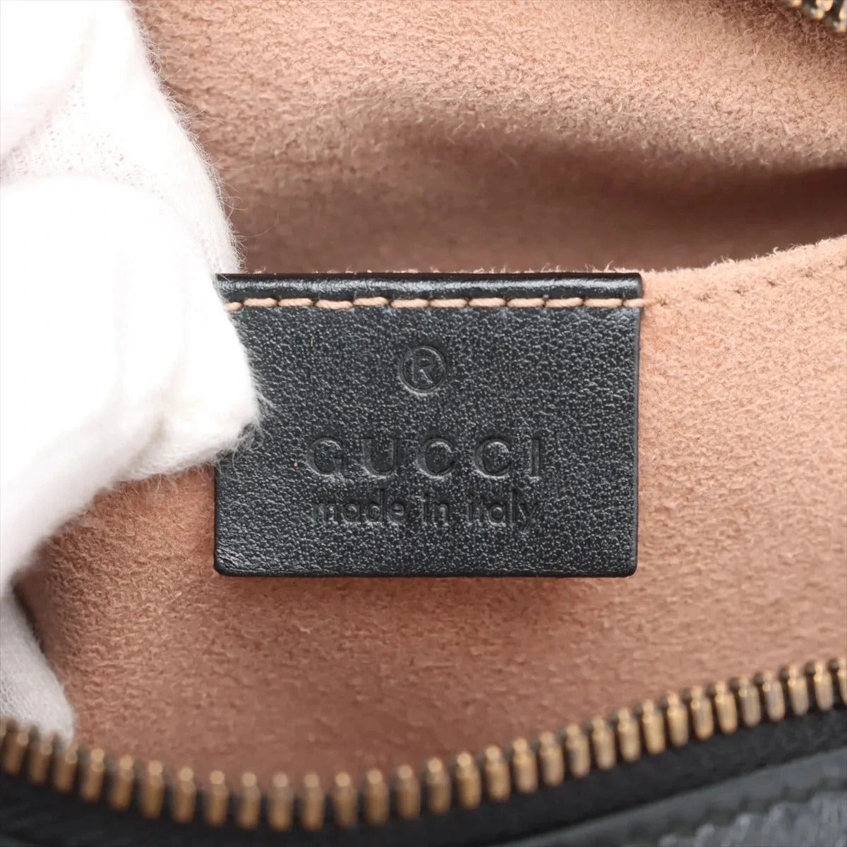 Pre-Loved GG Marmont Matelassé Camera Bag Crossbody Bag Quilted Leather Small with Aged Gold Hardware, Black