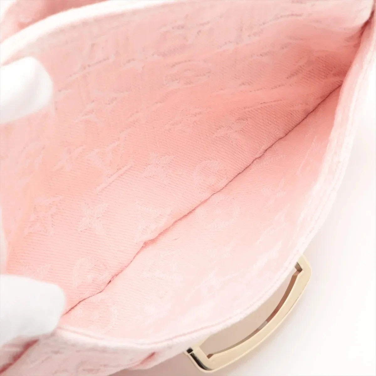 Pre-Loved Sunshine Crossbody Bag Monogram Denim Mini with Gold Hardware, Pink