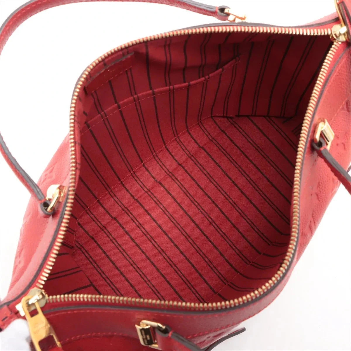 Pre-Loved Mazarine Handbag Monogram Leather MM with Gold Hardware, Red