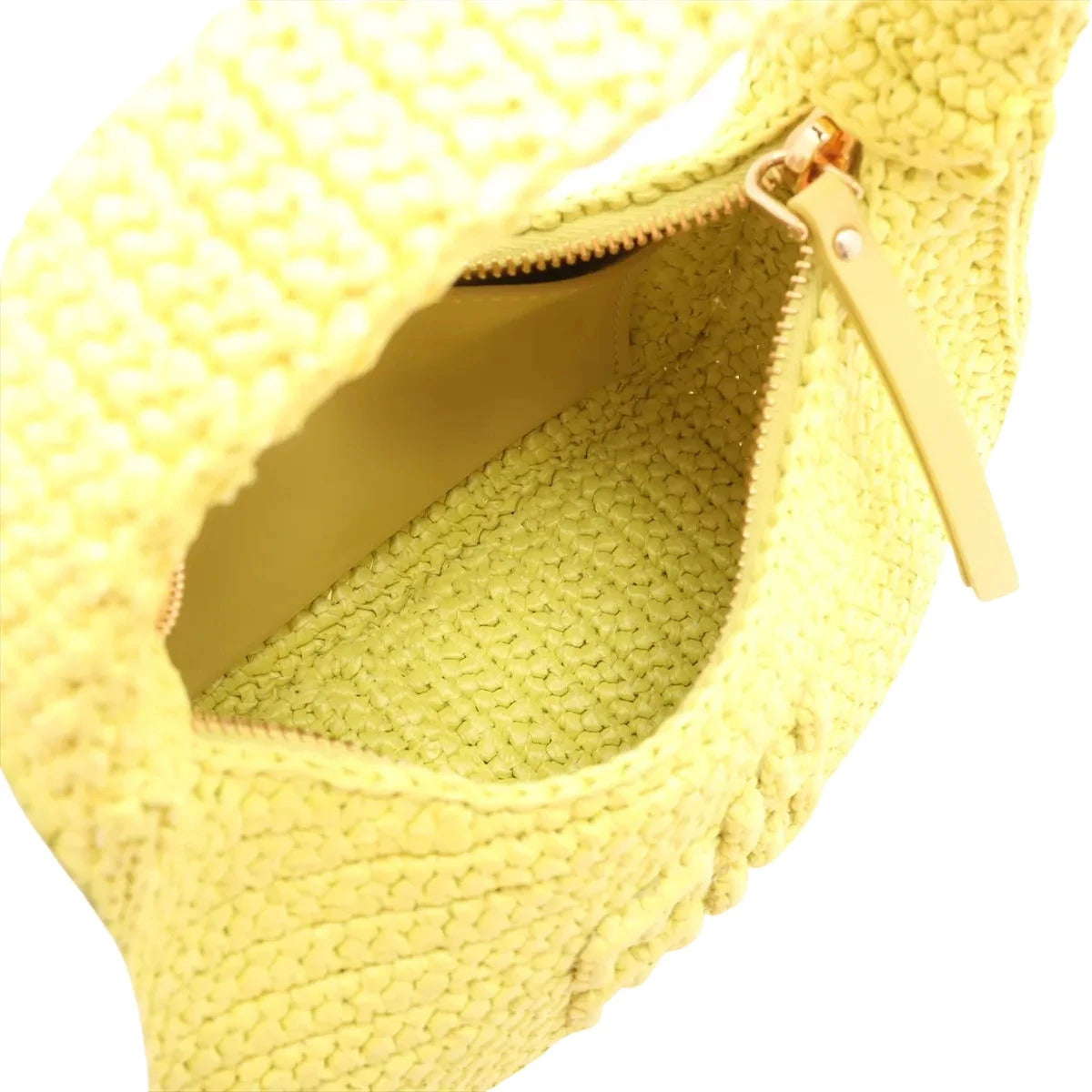 Pre-Loved Wander Hobo Shoulder Bag Raffia Mini with Gold Hardware, Yellow