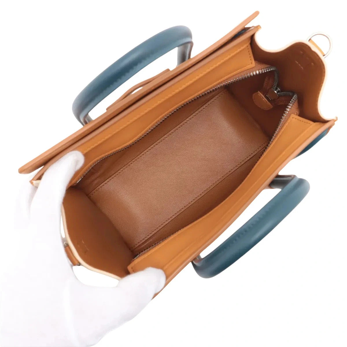 Pre-Loved Luggage Handbag Leather Nano with Silver Hardware, Cream Multicolor