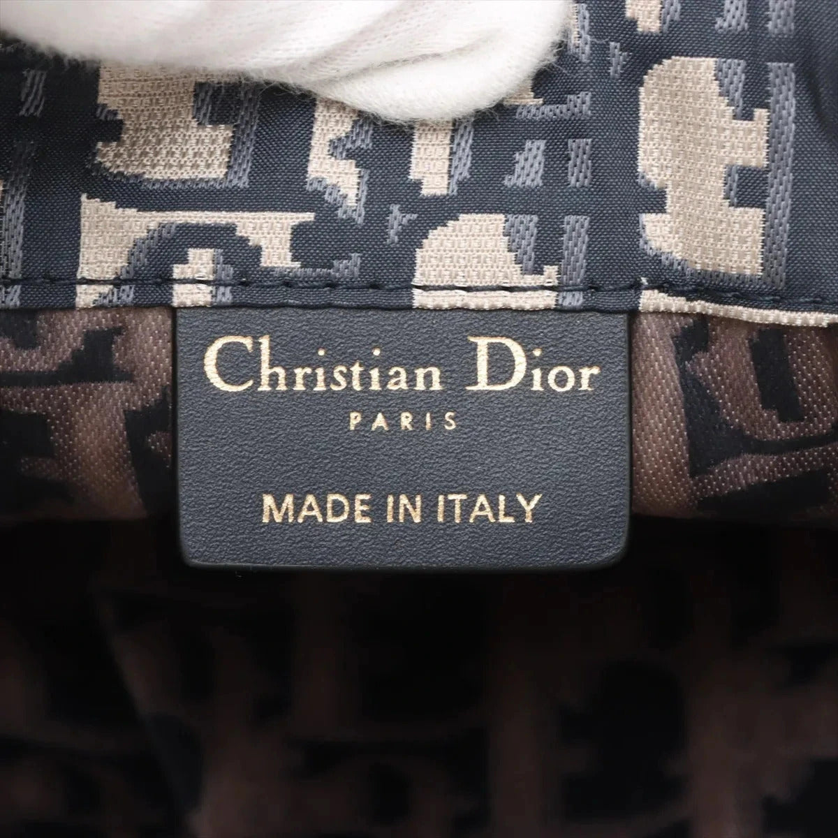 Pre-Loved Oblique Net Tote Tote Oblique Coated Canvas with Gold Hardware, Navy Blue and Beige