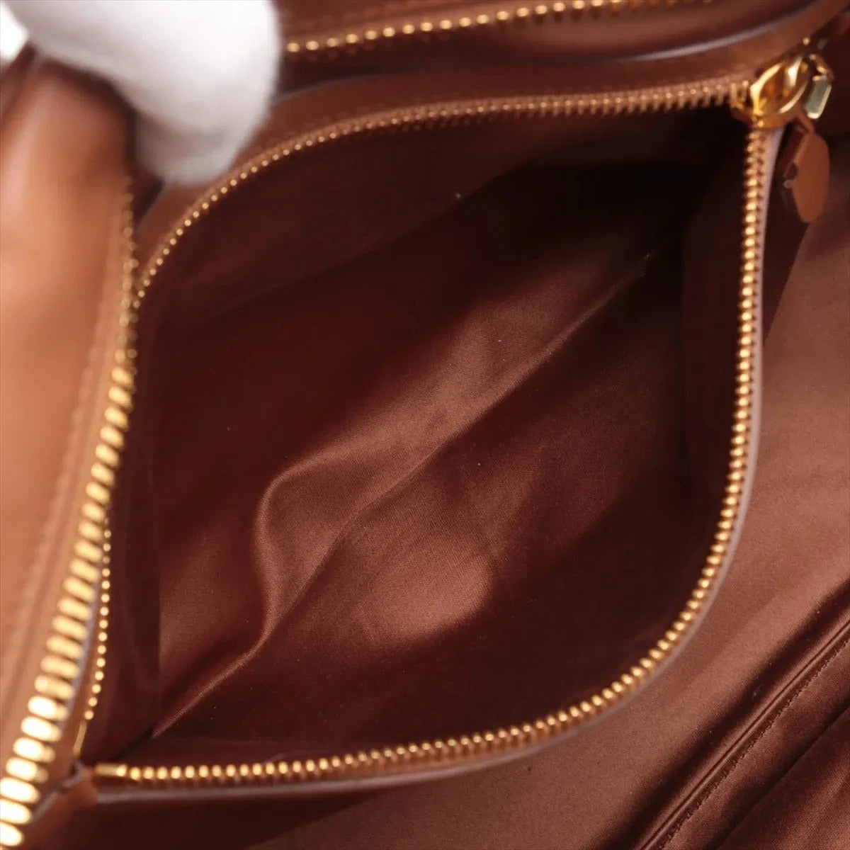 Pre-Loved Bowling Bag Handbag Leather with Gold Hardware, Brown