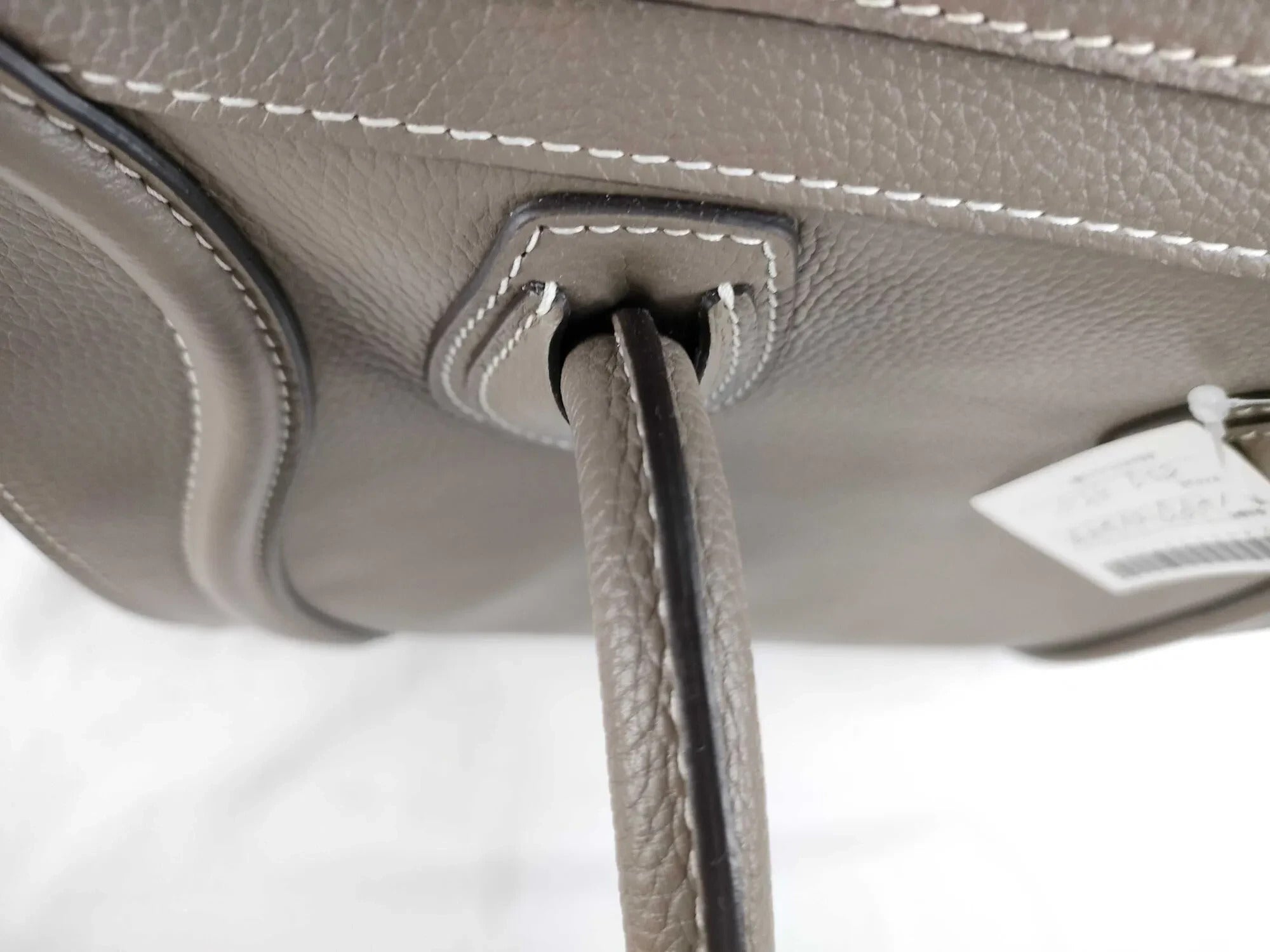 Pre-Loved Luggage Tote Leather Mini with Silver Hardware, Taupe