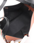 Pre-Loved Hammock Shoulder Bag Striped Leather Medium with Silver Hardware, Tan with Rainbow Multicolor