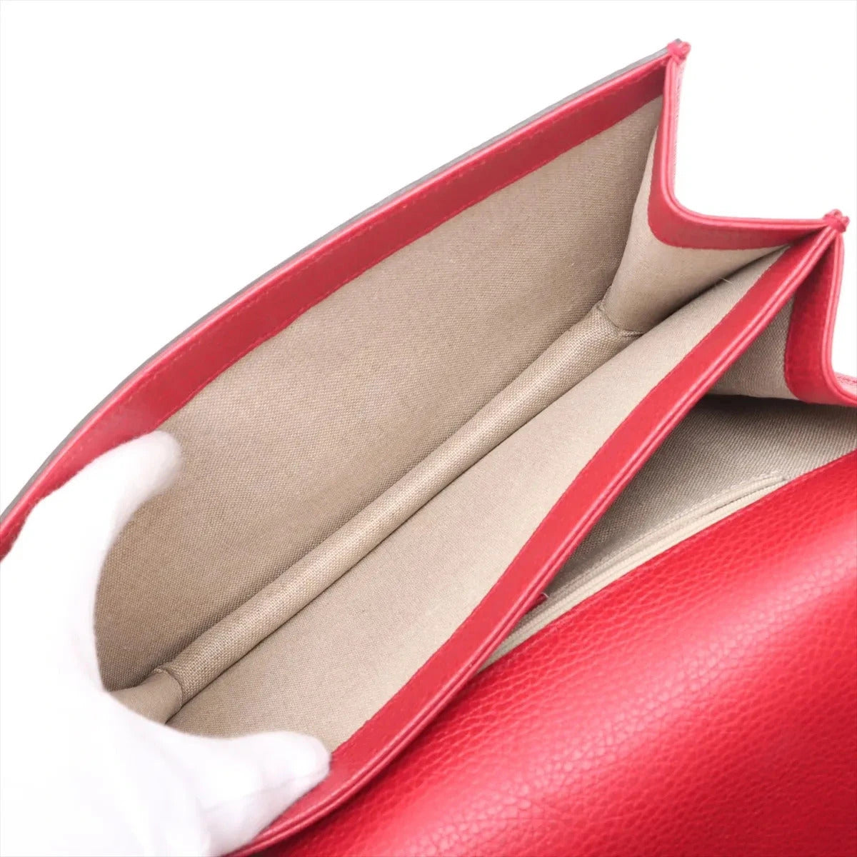 Pre-Loved Interlocking G Crossbody Bag Plain Leather with Gold Hardware Small, Red