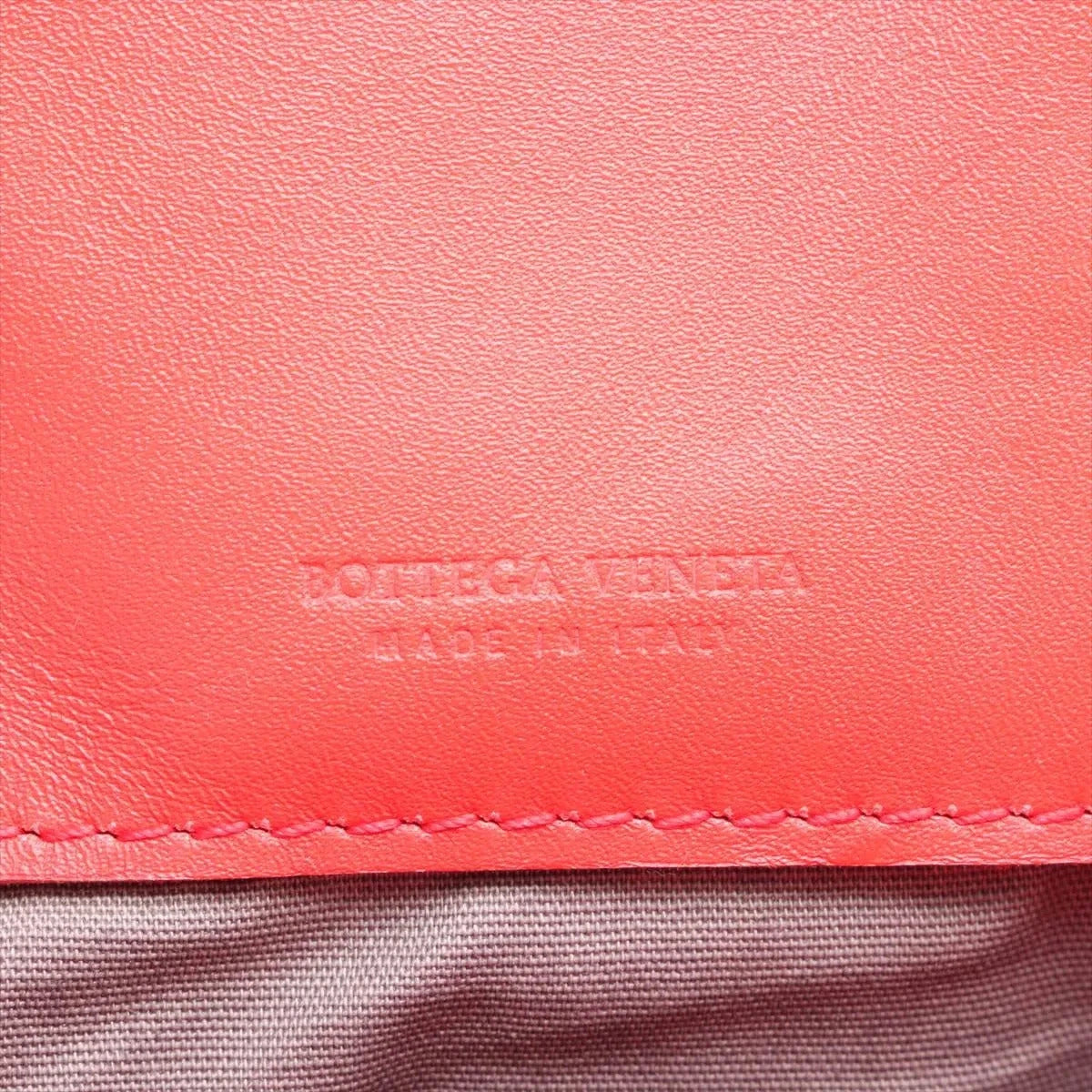 Pre-Loved Intrecciato Clutch Clutch Intrecciato Leather with Silver Hardware, Coral Red