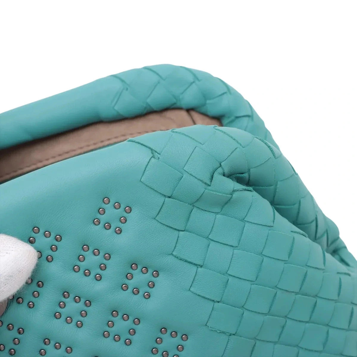 Pre-Loved The Lauren 1980 Clutch Intrecciato Leather with Silver Hardware, Turquoise