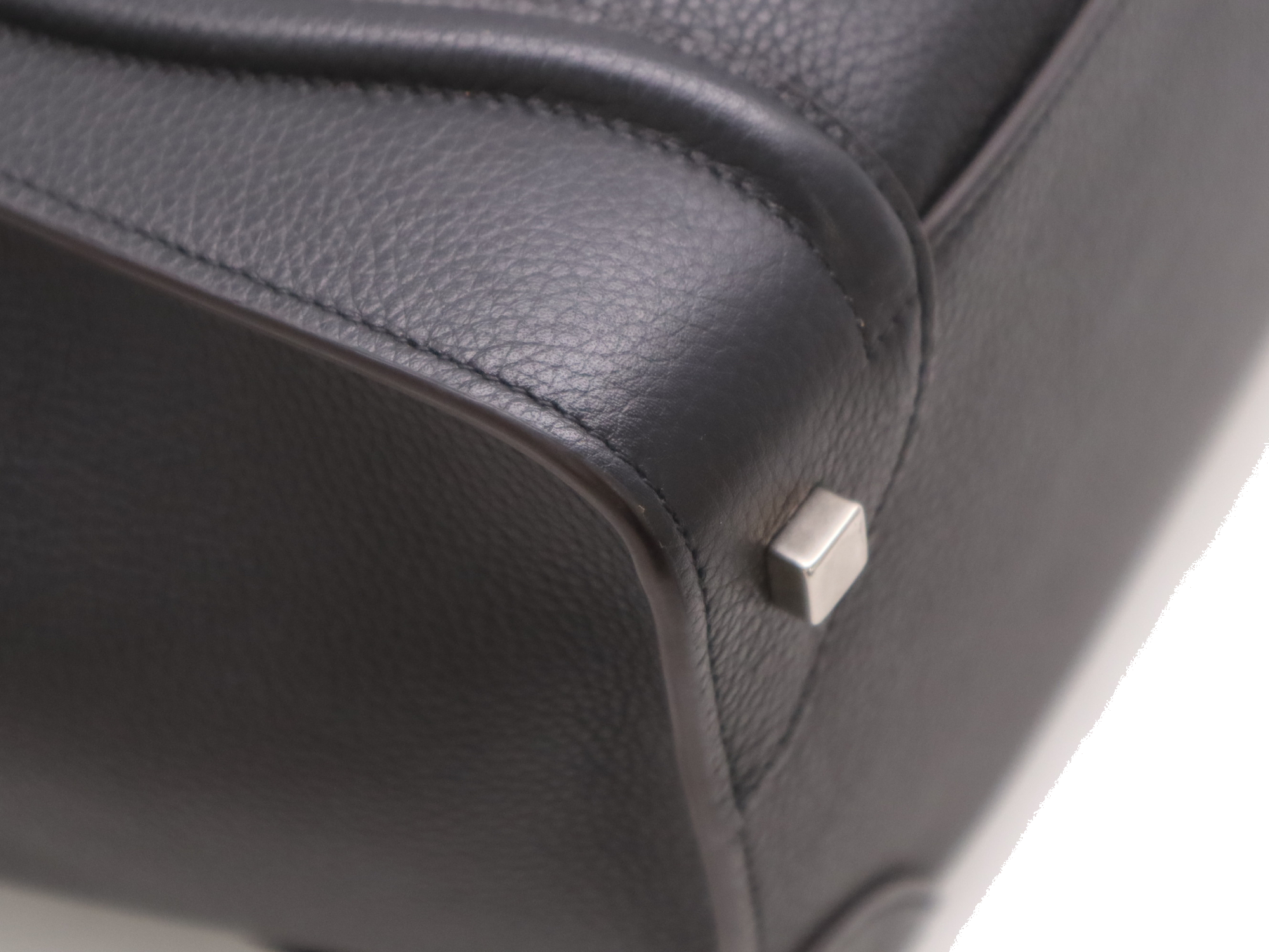 Pre-Loved Luggage Tote Leather Mini with Silver Hardware, Black