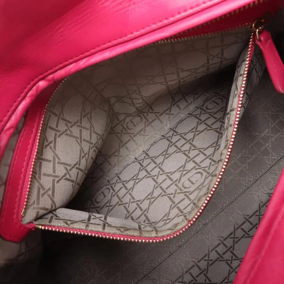 Pre-Loved Lady Dior Handbag Cannage Leather Large with Gold Hardware, Pink