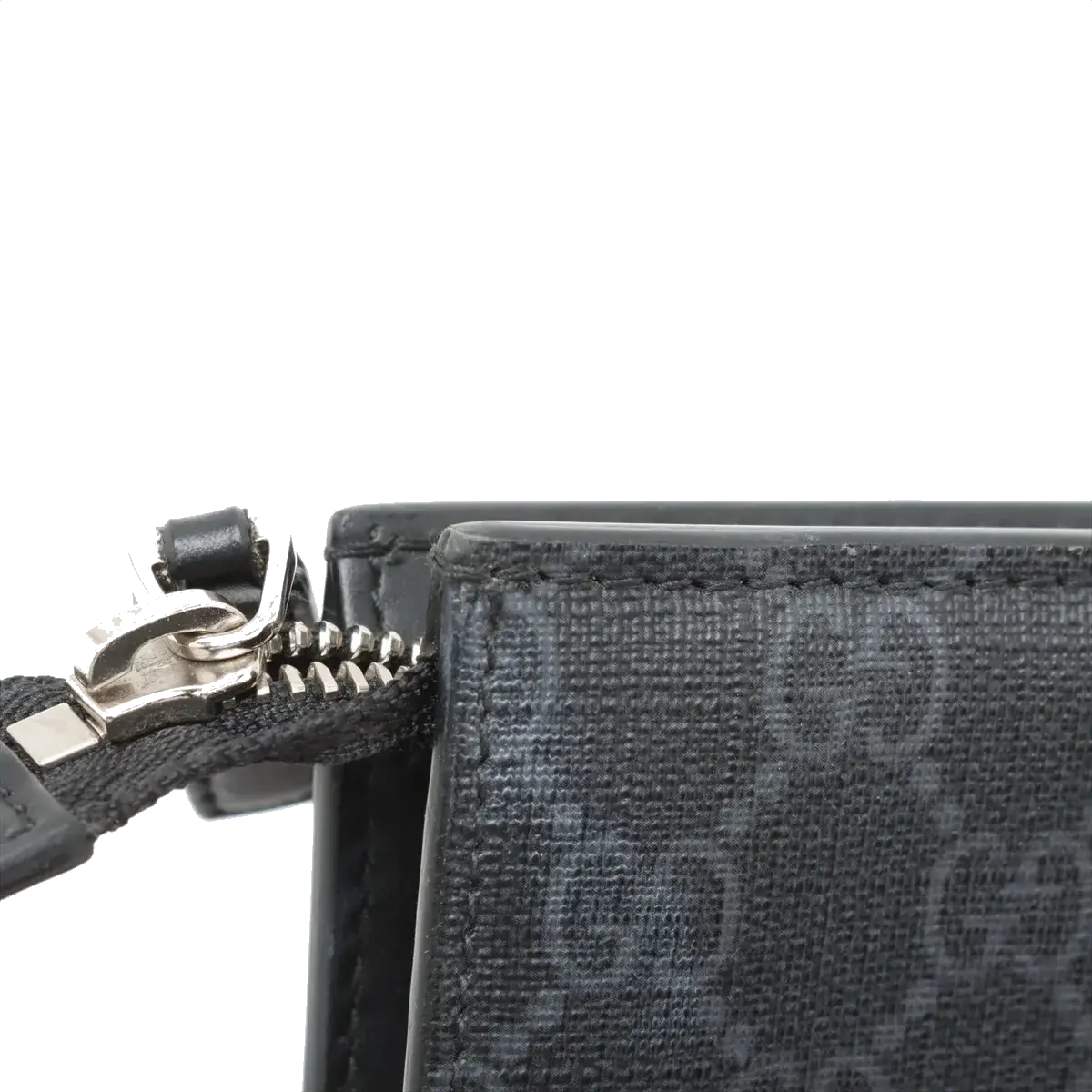 Pre-Loved GG Supreme Web Pouch Clutch Monogram Coated Canvas with Silver Hardware, Black