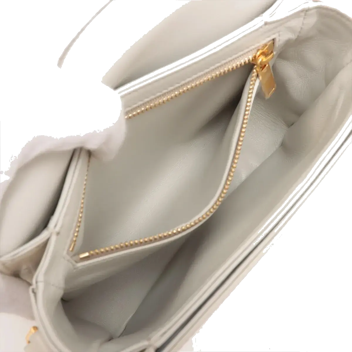 Pre-Loved Triomphe Shoulder Bag Leather Teen with Gold Hardware, White